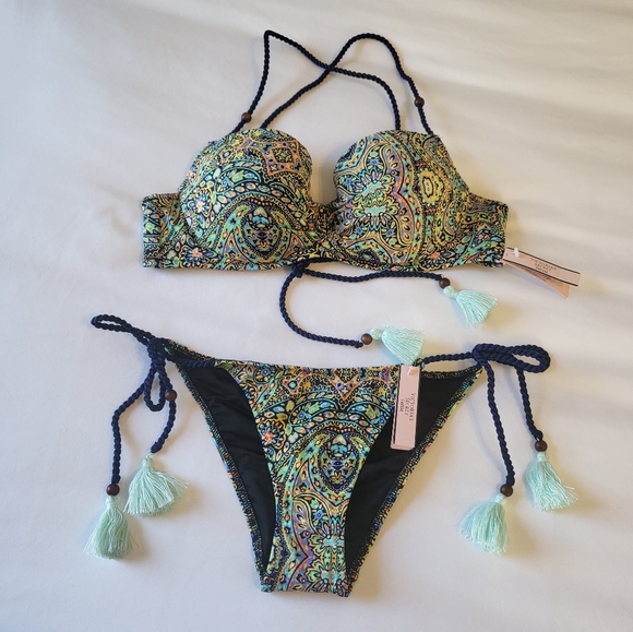 Victoria's Secret Other - Victoria's Secret Paisley Tassel Bikini 32C Bottom XS New Boho Festival